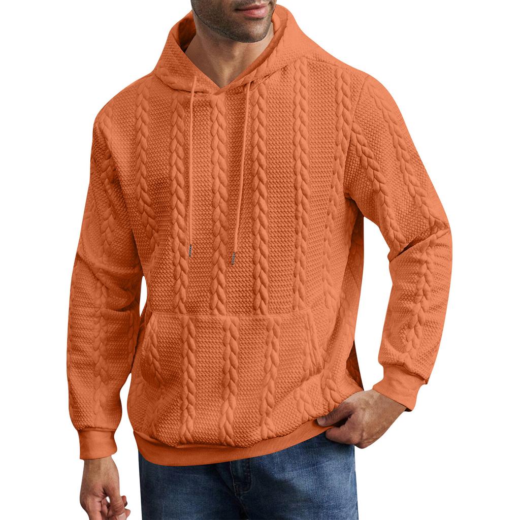 Мужская мода однотонный вязаный свитер с капюшоном и завязками с длинными рукавами