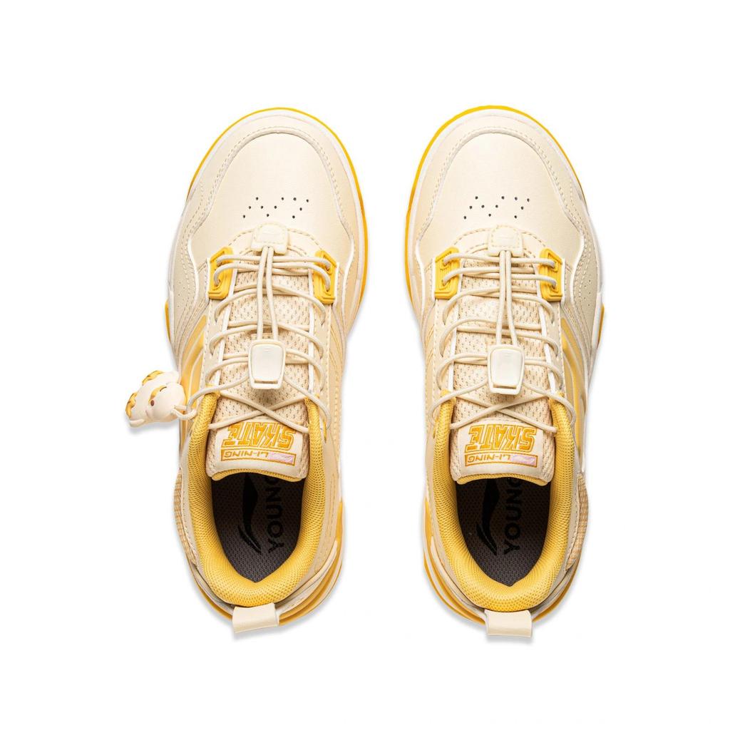 Li Ning Детские Skate 80S Спорт Стиль жизни Удобные Мягкие Легкие Поддержка Низкий Верх Повседневная Обувь Детская повседневная обувь Молочно-желтый YKCU124-16