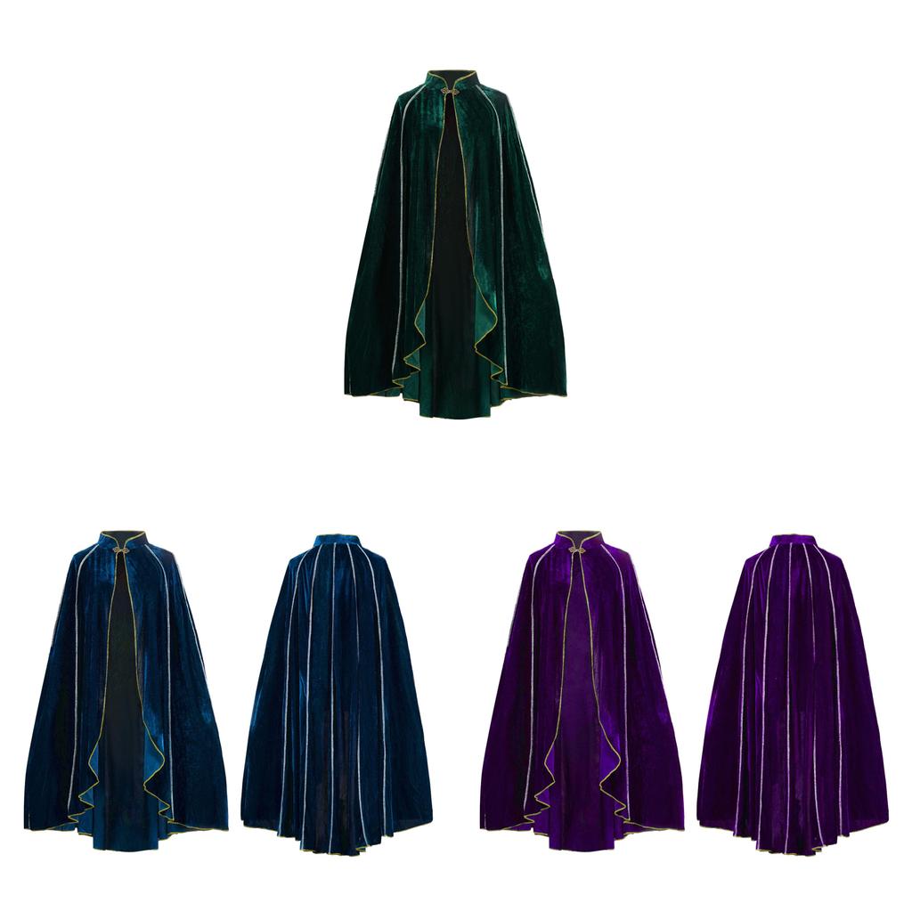 Medieval Plush Cloak With Gold Trim For Cosplay And Anime Role Playing