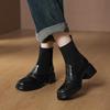 Fashion 2025 New Autumn Women Boots Sheepskin Leather Women Shoes Round Toe Chunky Heel Modern Short Boots Stretch Platform High Heels