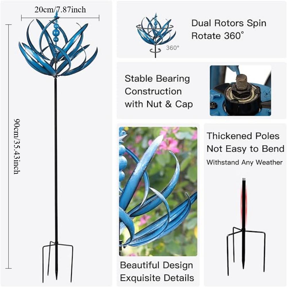 Ветряные вертушки для улицы - очень большие металлические ветряные скульптуры для улицы, вертушки со стойкой, ветряные мельницы для сада во дворе, декор газона для сада и двора