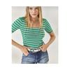 Женская трикотажная блузка с квадратным воротником в полоску(стандартный размер)