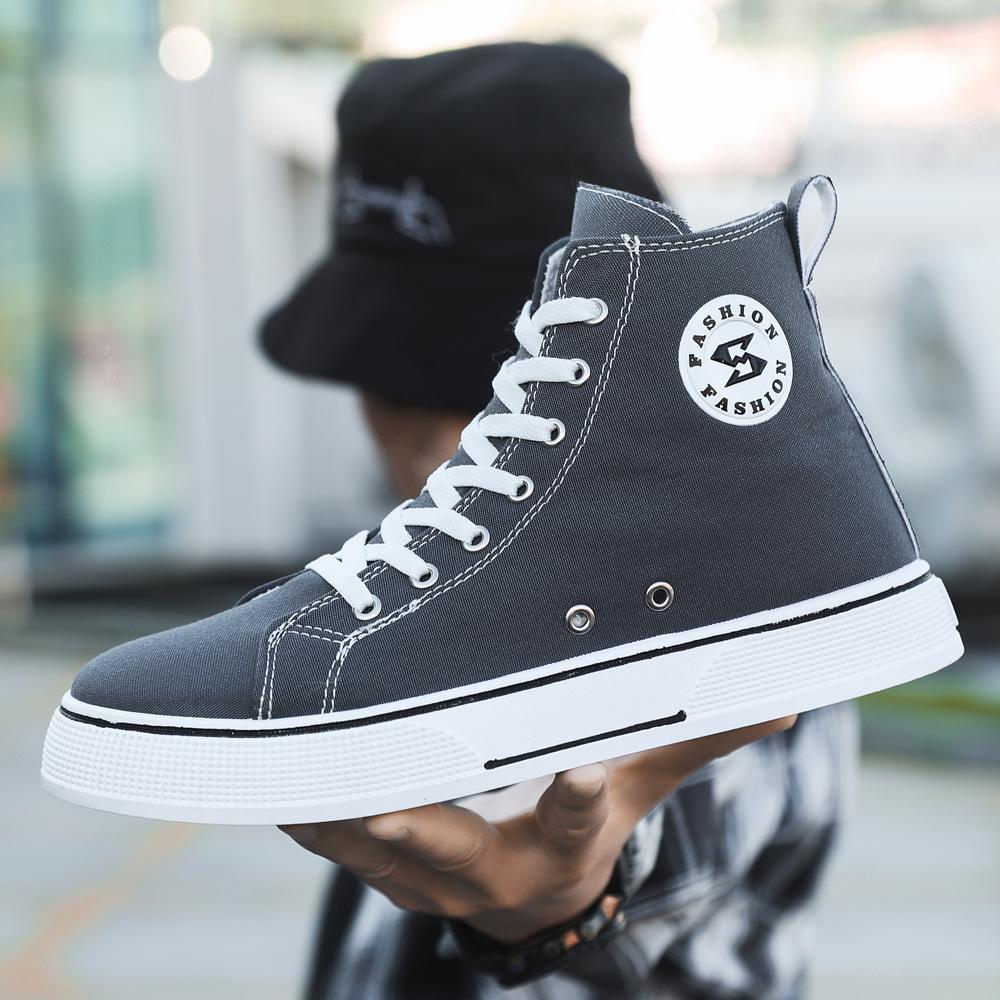 Large Size Board Shoes High Top Canvas Shoes Trendy and Versatile Campus Students Retro Lace Up Casual Shoes for Men