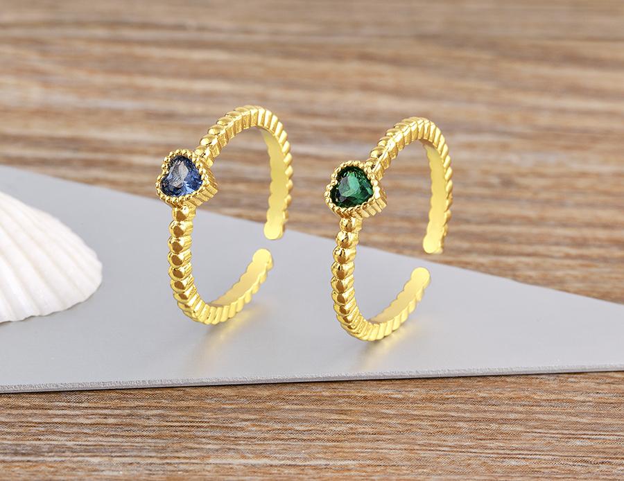 Nidin Korean New Exquisite Lovely Opening Adjustable Heart Ring Fashion Temperament Versatile Female Zircon Jewelry Wedding Gift