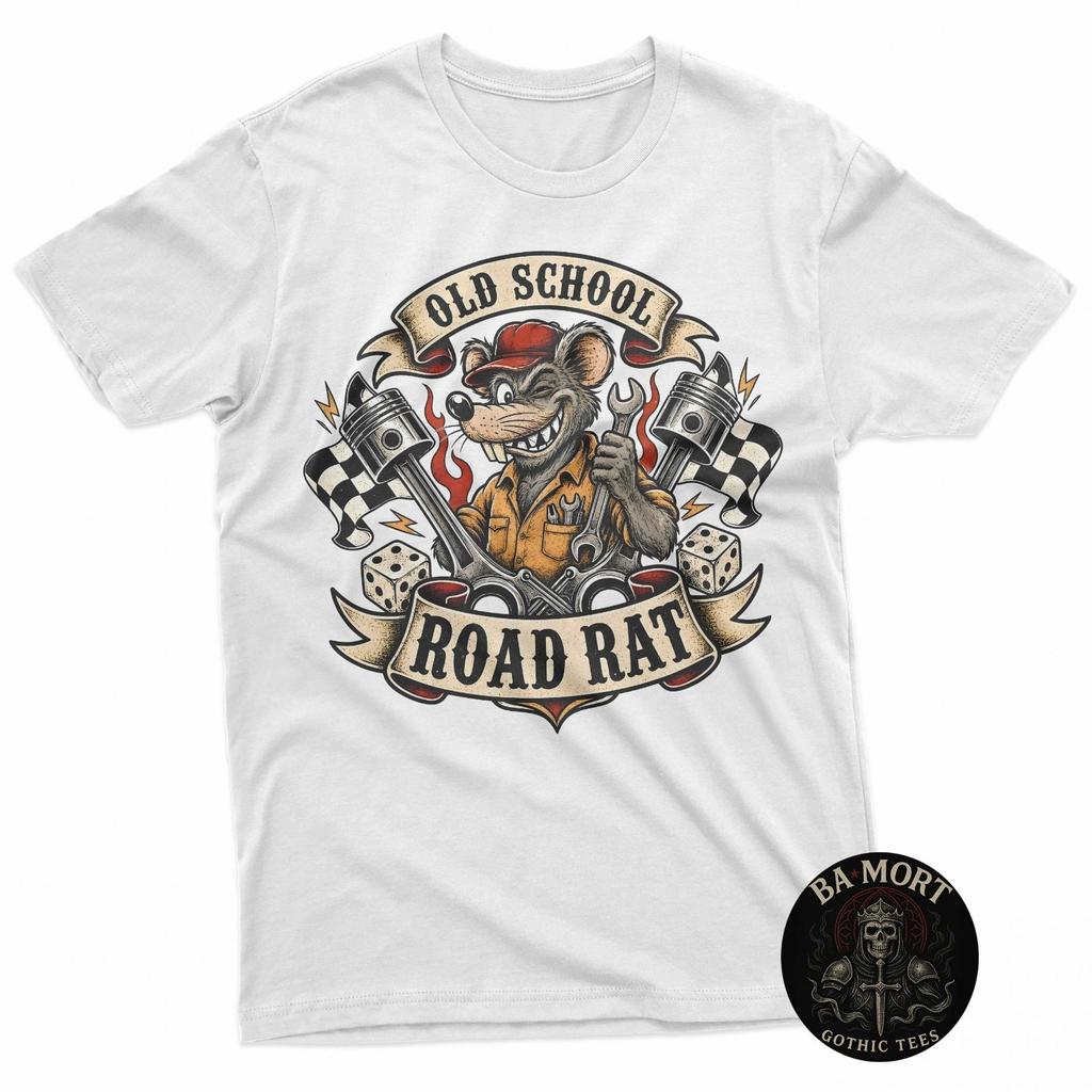 Old School Road Rat Mechanic Hot Rod Racing T-Shirt