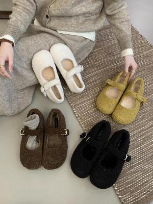 Непривычные пушистые туфли для женщин, которые можно носить, французский новый осенне-зимний ретро-темперамент, туфли Мэри Джейн на плоской подошве