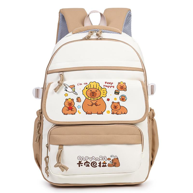 Capybara Kids Backpack With Cartoon Pattern And Lightweight Oxford Fabric For School Use