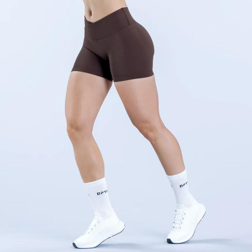 DF flat replacement high elastic fitness shorts hip lift shorts sports tight yoga pants peach hip yoga clothes wholesale