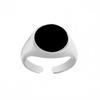 Adjustable Open Ring Men Women Minimalist Geometric Round Resin Inlay Copper Band Vintage Chic Fashion Jewelry