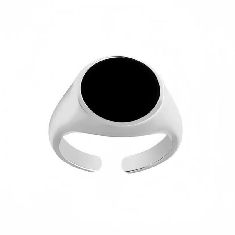 Adjustable Open Ring Men Women Minimalist Geometric Round Resin Inlay Copper Band Vintage Chic Fashion Jewelry