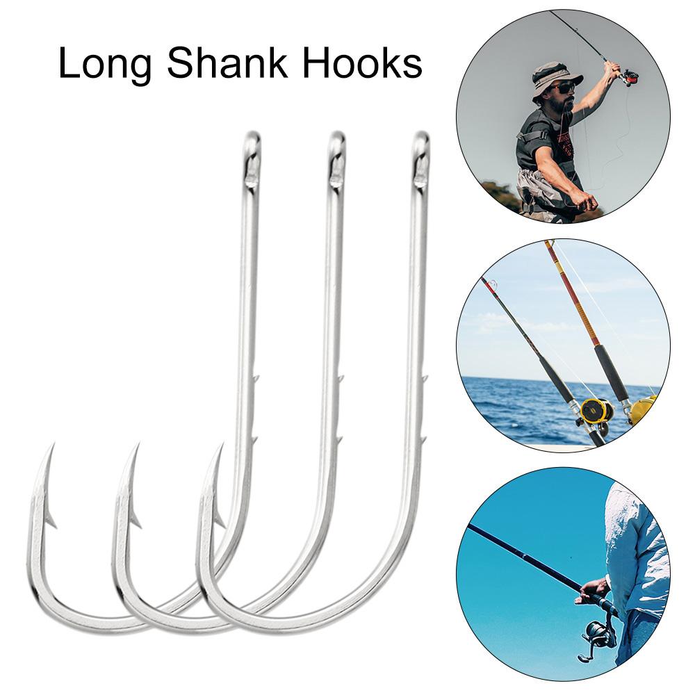 Аксессуары для рыболовных снастей с длинной ручкой, офсетный узкий крючок для наживки, крючки с длинным цевьем и двойной бородкой