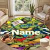 Custom Name Personalized Gamer Print Round Rug, Versatile Home Decor Carpet, for Playroom, Apartment, Balcony, Entryway, Hallway Gift