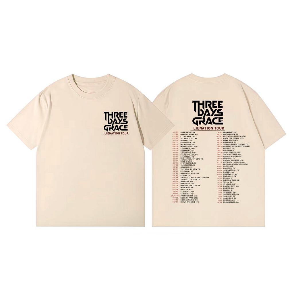 Three Days Grace Alienation Tour 2026 Print T Shirt High Quality Fashion Oversized Tshirts Unisex Summer Casual Cotton Tshirt