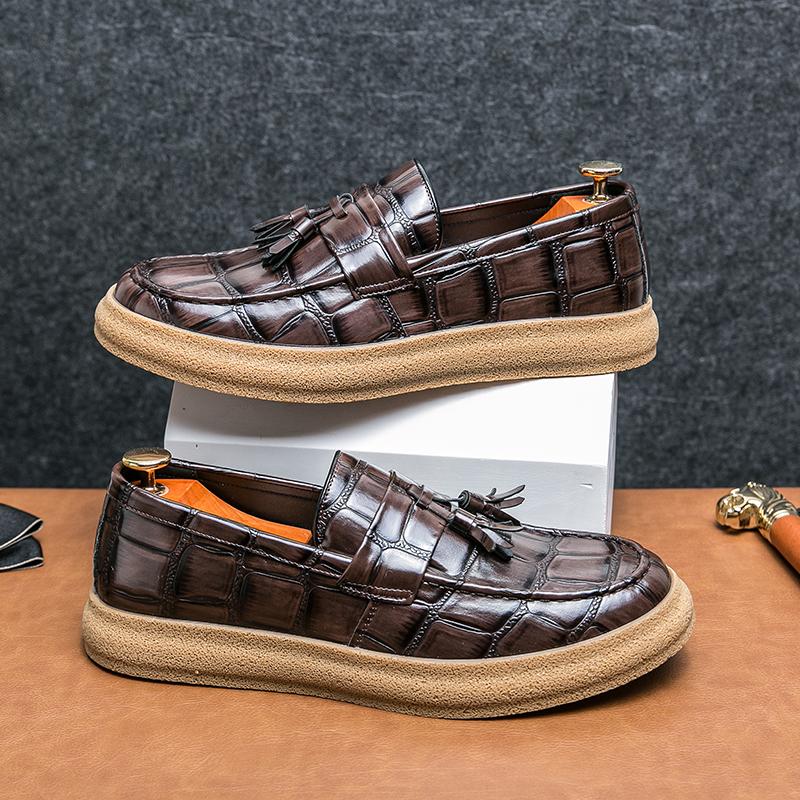 Повседневные кожаные мужские лоферы без застежек мокасины ручной работы в британском стиле мужские туфли для вождения для отдыха и прогулок мужская обувь для вечернего платья