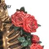 Red Rose Skeleton Decoration Gothic Hugging Couple Figurine, Skull Resin Ornament Sculpture, Vintage Decoration, Romantic Halloween Party