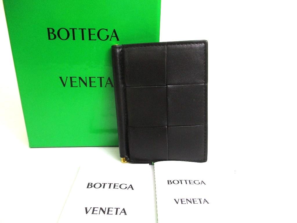 Оригинальный мужской кошелек BOTTEGA VENETA Cassette, черный, из кожи, складной, для купюр #a999 Открытая коробка