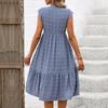 Lotus Leaf Sleeve Skirt European And American Summer Blue Loose Jacquard Dress