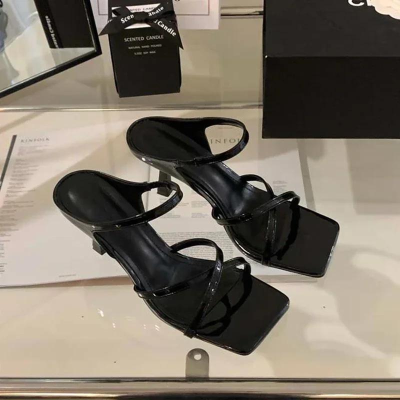 Fashion Women Slippers 2024 Summer New Fashion Open Toed Elegant Dress Shoes Ladies High Heel Outdoor Slippers Female Zapatos Mujer