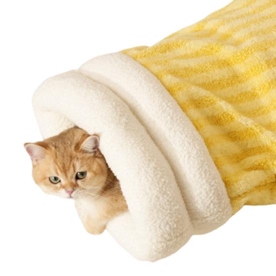 Кошачий мешок для обнимашек Уютный пушистый спальный мешок Теплая кошачья пещера Кровать для питомца Укрытие для щенка Тоннель для котенка Успокаивающая кровать для зимы Для дома Спальня Квартира
