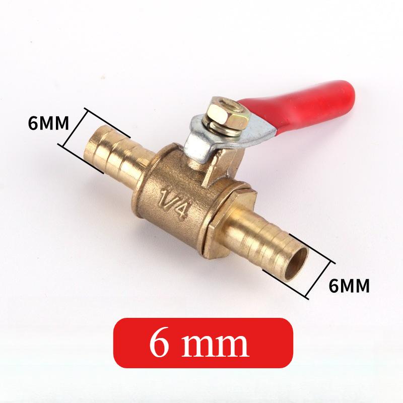 6-12mm Pneumatic Ball Valve Hose Barb Inline Brass Water Oil Air Gas Faucet Shutoff Fuel Line Ball Valve Pipe Fittings