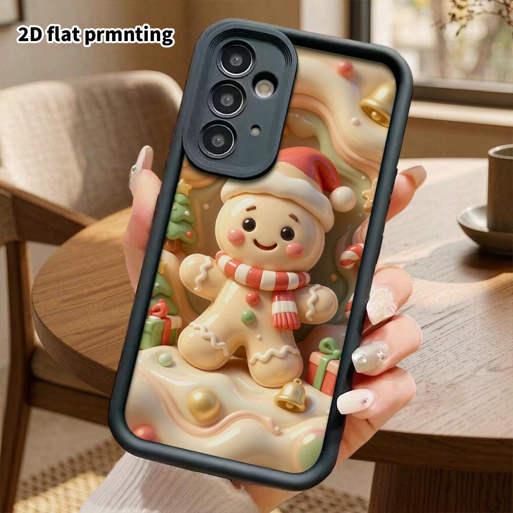 Phone Case: 2D flat design suitable for Samsung Galaxy A34 A35 M05 M06 S20 S22 S21 FE Plus 5G protective case, Christmas gingerbread man, perfect holi