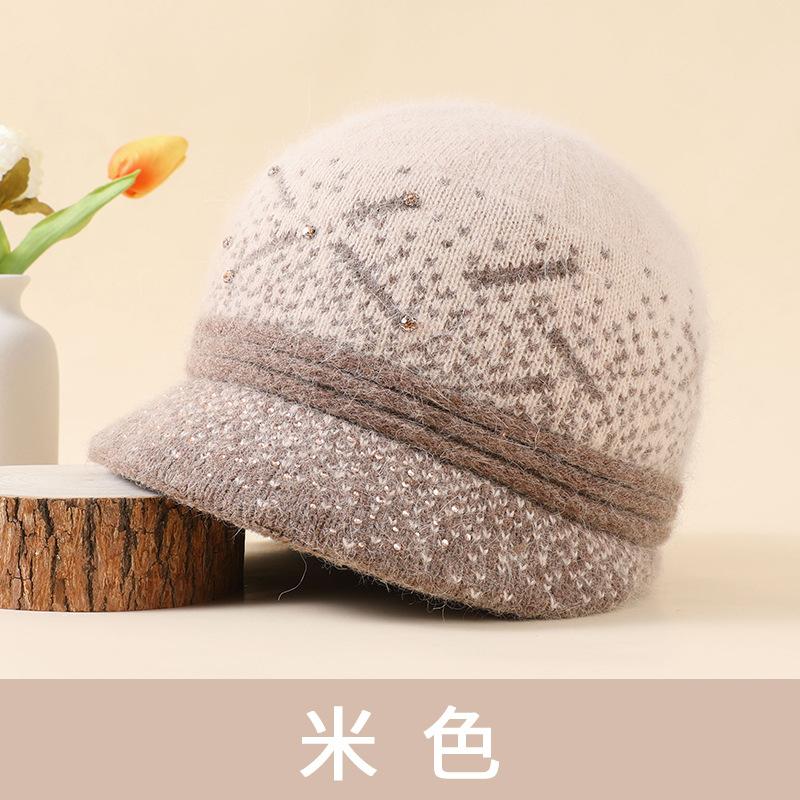 Женская теплая флисовая утолщенная шапка для среднего возраста, ветрозащитная шапка для мамы для улицы, универсальная защита для ушей, вязаная шерстяная шапка