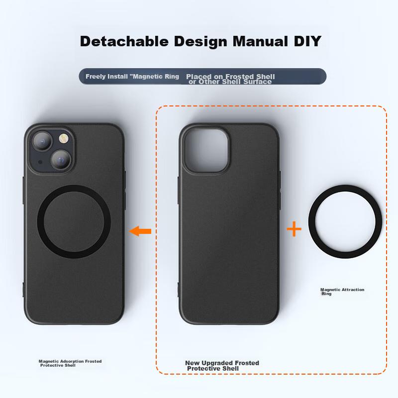 ESCASE IPhone 13 Case, Magnetic MagSafe Compatible Protective Cover, Ultra-Thin Shockproof Case, Detachable Design, Black HTC-14