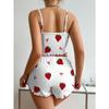 Sleepwear Women's Pajamas Set 2 Pieces Camisole Heart Love Printing Casual Tank Tops and Shorts Ventilate Soft Loungewear