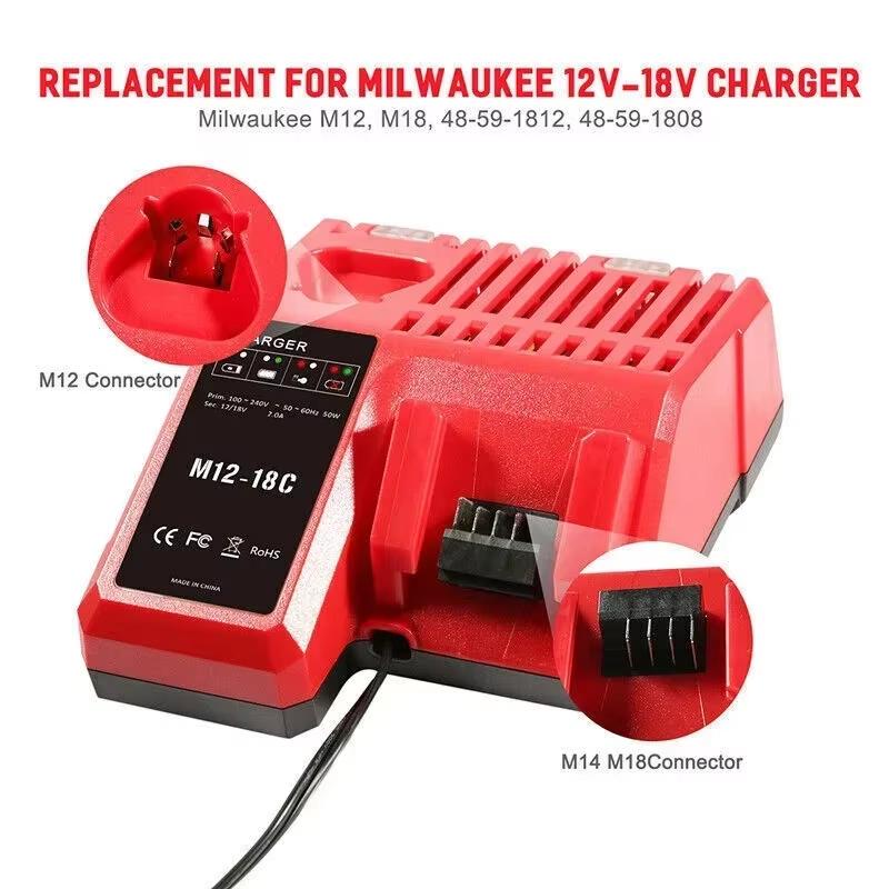 Замена 3A 12В 14В 18В Быстрое Зарядное Устройство Li-Ion Подходит Для Milwaukee M12-18C Двухпортовое Многовольтовое Литий-Ионное Аккумулятор M12 M18