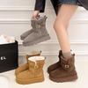 Winter New Two-wear Thickened Snow Boots, Thick-soled Belt Buckle, Velvet Thermal Cotton Boots, Women's Medium Boots Increase Height and Keep Warm