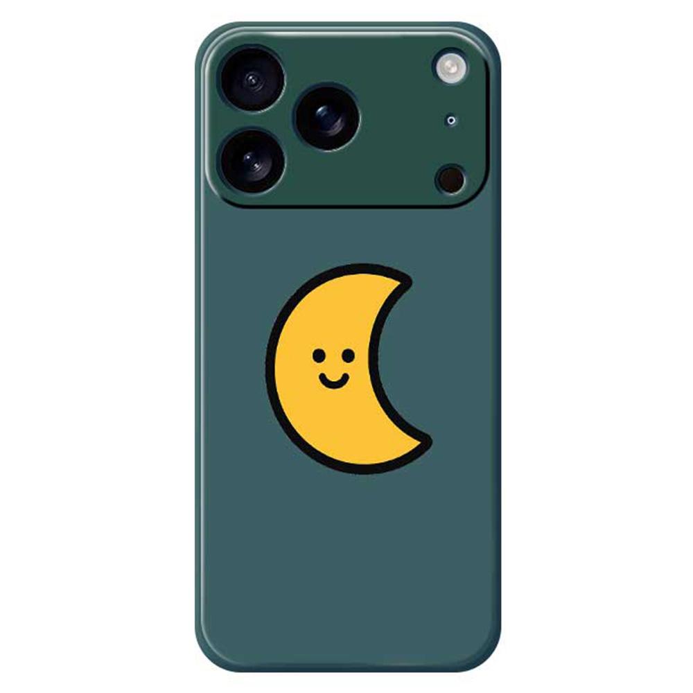 For iPhone 17 Pro Max Case Yellow Moon Pattern Printing Straight Edge TPU Phone Back Cover