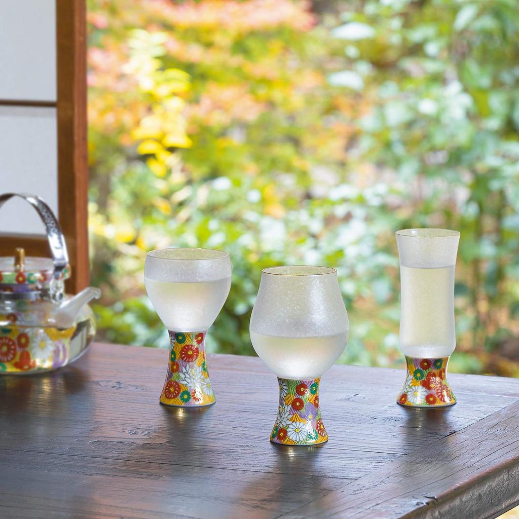 Aderia Sake Gold Flower Mizore Kutani Craft Sake Ware Made In Gift Birthday 9566 Glass, Design, [230ml/Hanayaka/Kutani Collaboration], Japan, Boxed,