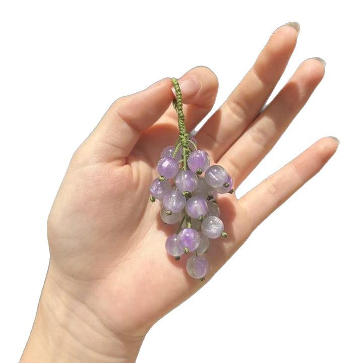Sunlight-Activated Green Grape Glass Bead Pendant Key Charm for Bestie