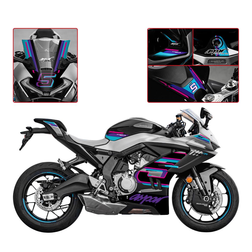 Используется для наборов наклеек на обтекатель мотоцикла CFMOTO 675SR. Можно выбрать рисунок для передней части мотоцикла.
