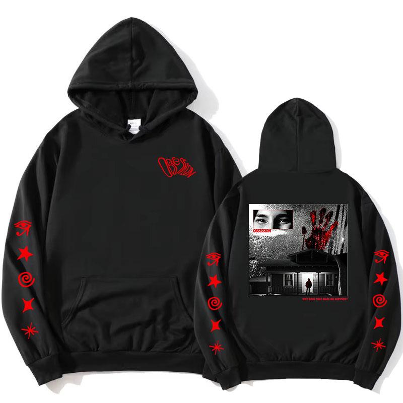 Obsession Makes Me Nervous Hoodie Long Sleeve Casual Unisex Streetwear Pocket Hooded Sweatshirt Graphic Print Tops