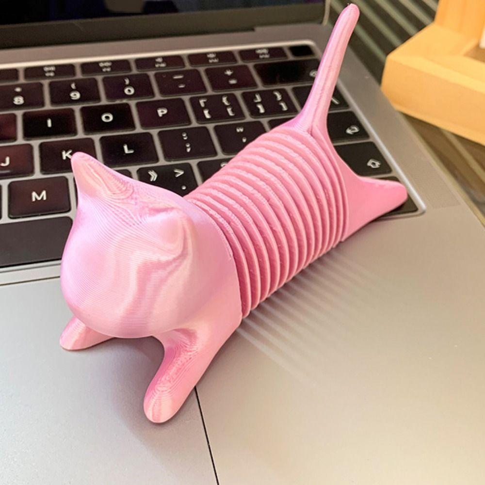 Durable 3D Printing Spring Cat Novelty Spring Cat Model Multicolored Spring Cat  Ornament  Offices