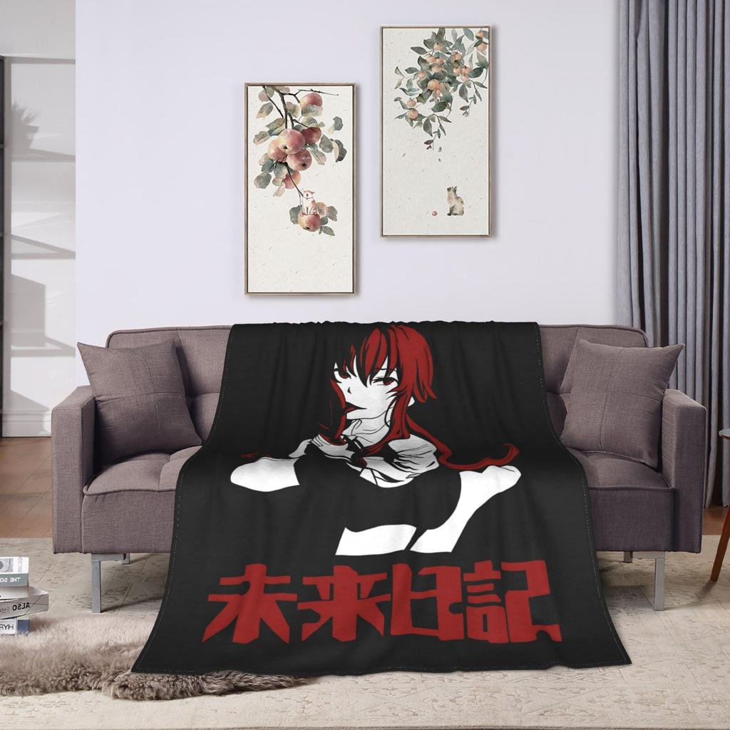 Mirai Nikki Gasai Yuno Flannel Blanket Winter Soft Throw Blanket for Girls Boys Couch Bed Street Trend Bedspread Sofa Bed Cover