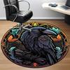 1pc Raven StainedGlass Office Round Area Rug, Under Office Chairs Bedroom Living Room Home Decor, Room Deco, Available in Various Sizes