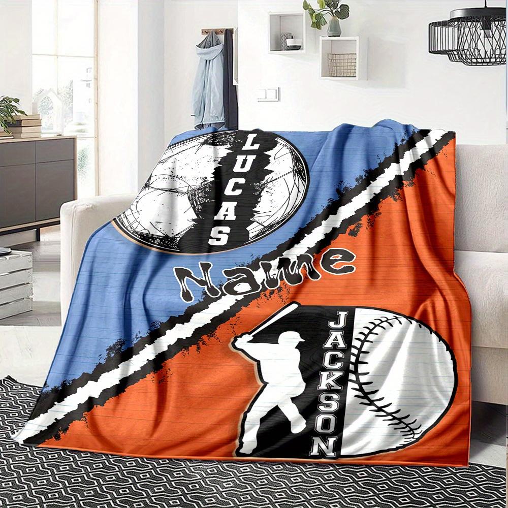 Baseballthemed Blankets Home Customize Your Name Blankets Comfortable Soft Lightweight Allseason Multipurpose Blanket Picnic Sofa Office Bed Living