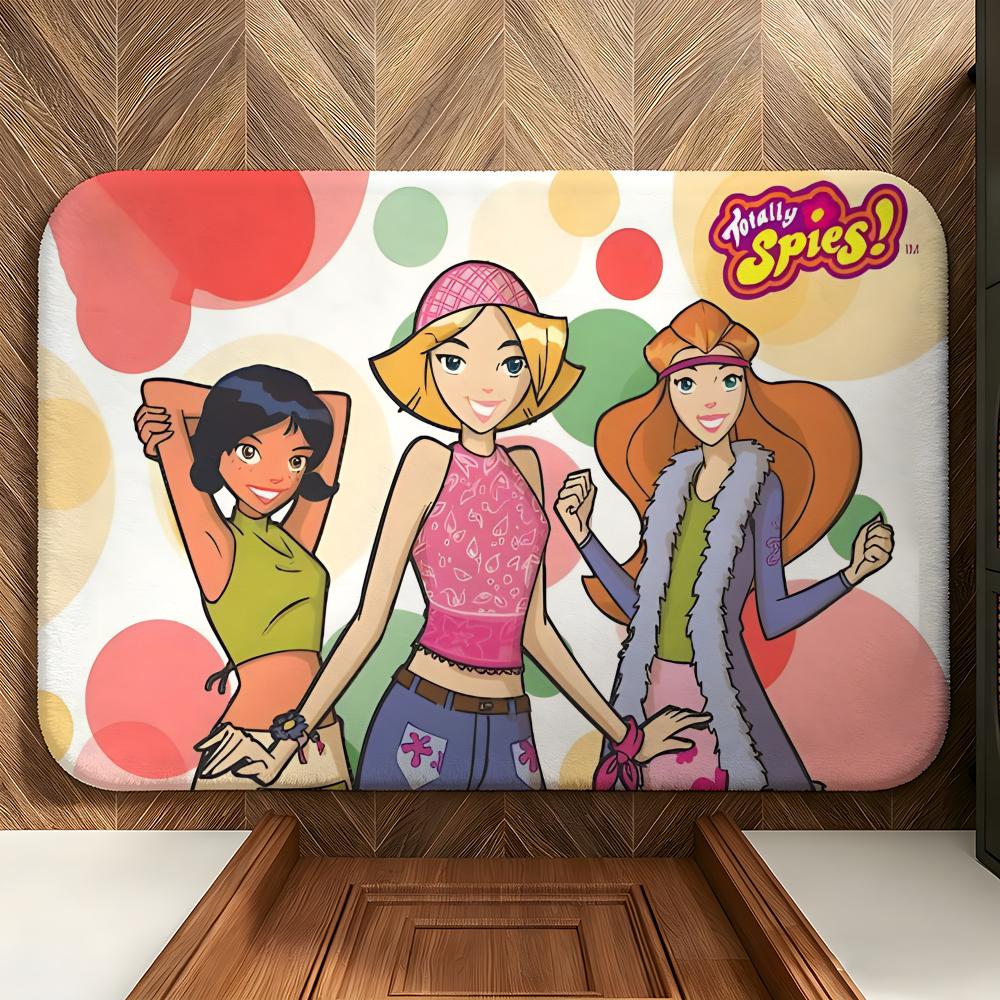 Мультяшный Коврик для пола Totally S-Spies Мягкий фланелевый коврик для пола Подходит для прихожих, гостиных, спален и ванных комнат