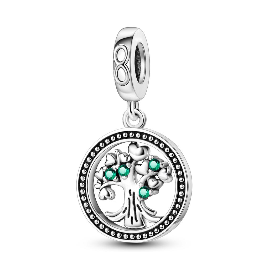 Silver Plated Green Series Avocado Pendant Four-leaf Clover Charms Beads Fit Original  Bracelet Women Jewelry