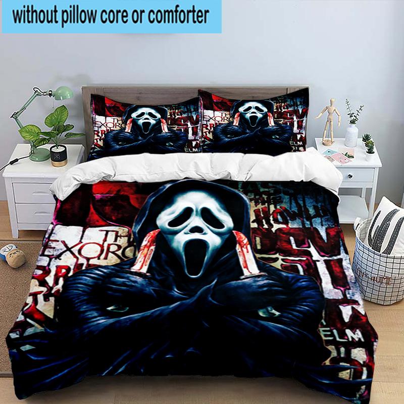 3PCS Scr-eam Horror Movie 3pcs Bedding,Including 3PCS Duvet Cover And 2pcs Pillowcases Perfect for Christmas,Ideal for Bedroom, Dormitory