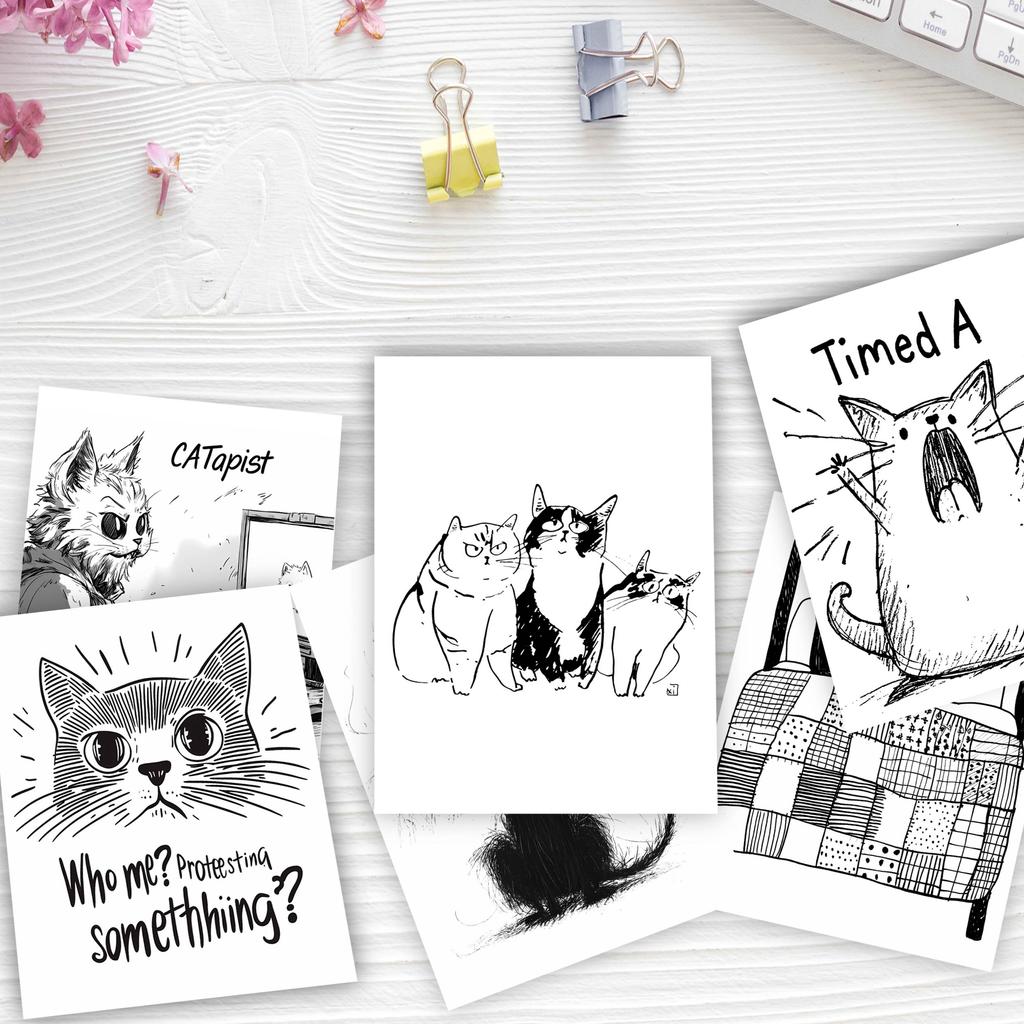 32 шт., комичные кошачьи открытки, наклейки на стену, почтовые карточки, поздравительные открытки, DIY открытки, сувенирные открытки, декоративные элементы