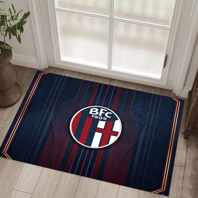 Bologna FC Design Crystal Velvet Carpet Cozy Non?Slip Printed Rug For Bedroom Living Room Entrance