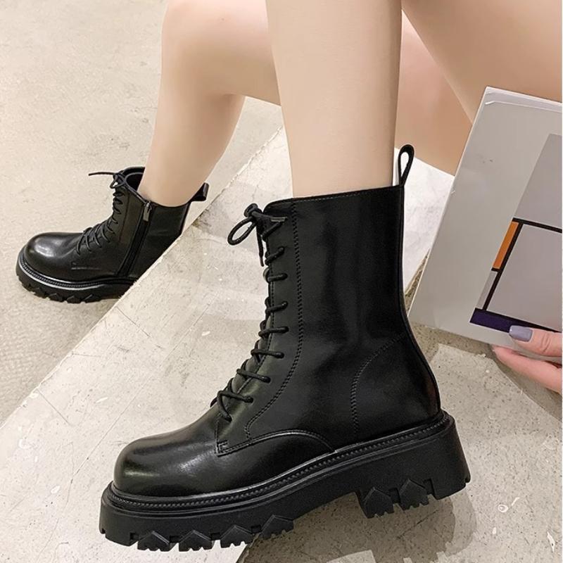 Women's Winter Boots 2024 New Fur Black Platform Boots for Women Punk Gothic Shoes Ankle Boots Female Brand Designer