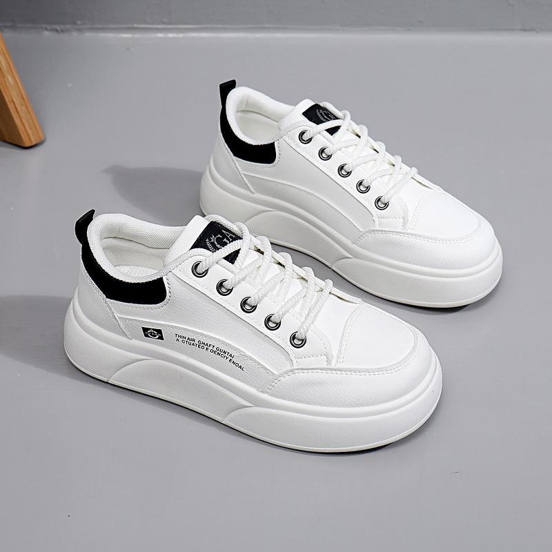 White Shoes for Women  New Spring Students Korean Style Versatile Casual Ins Fashion Shoes Thick Bottom Fashion Sneakers Sh508