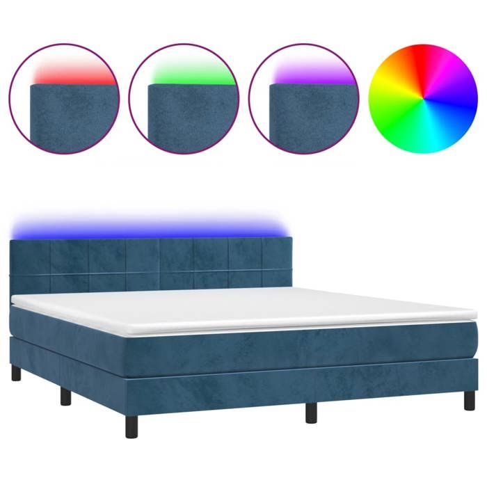 Maison Exclusive - Sommier à lattes de lit avec matelas LED Bleu foncé 180x200 cm