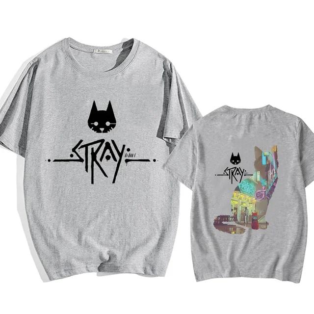 Новая футболка Stray Game Cat Harajuku в стиле кэжуал для мужчин и женщин, повседневная свободная милая футболка с круглым вырезом и короткими рукавами из хлопка