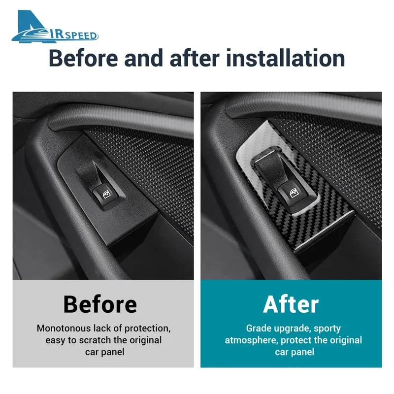 Real Soft Carbon Fiber for BMW 1 2 Series F40 F44 2024 Car Door Window Switch Lifter Panel Interior Stickers