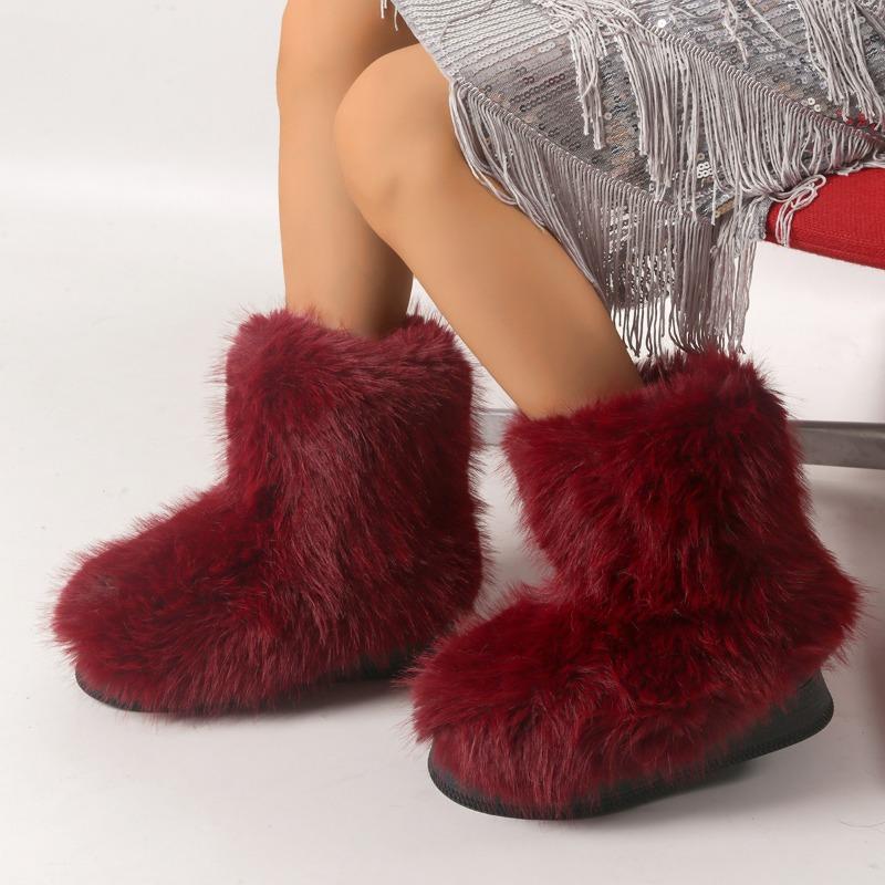 Модные женские сапоги на меховой подошве до середины голени, зимние короткие плюшевые теплые ботинки на толстой подошве 2024 года, новые тенденции моды, готические сапоги для ходьбы